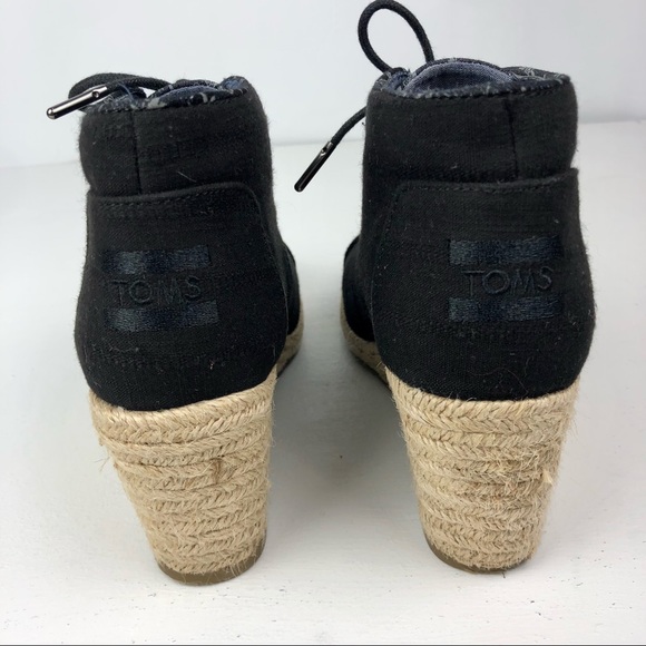 TOMS Desert Wedge Textured Black Linen - Size  6 - Picture 8 of 11